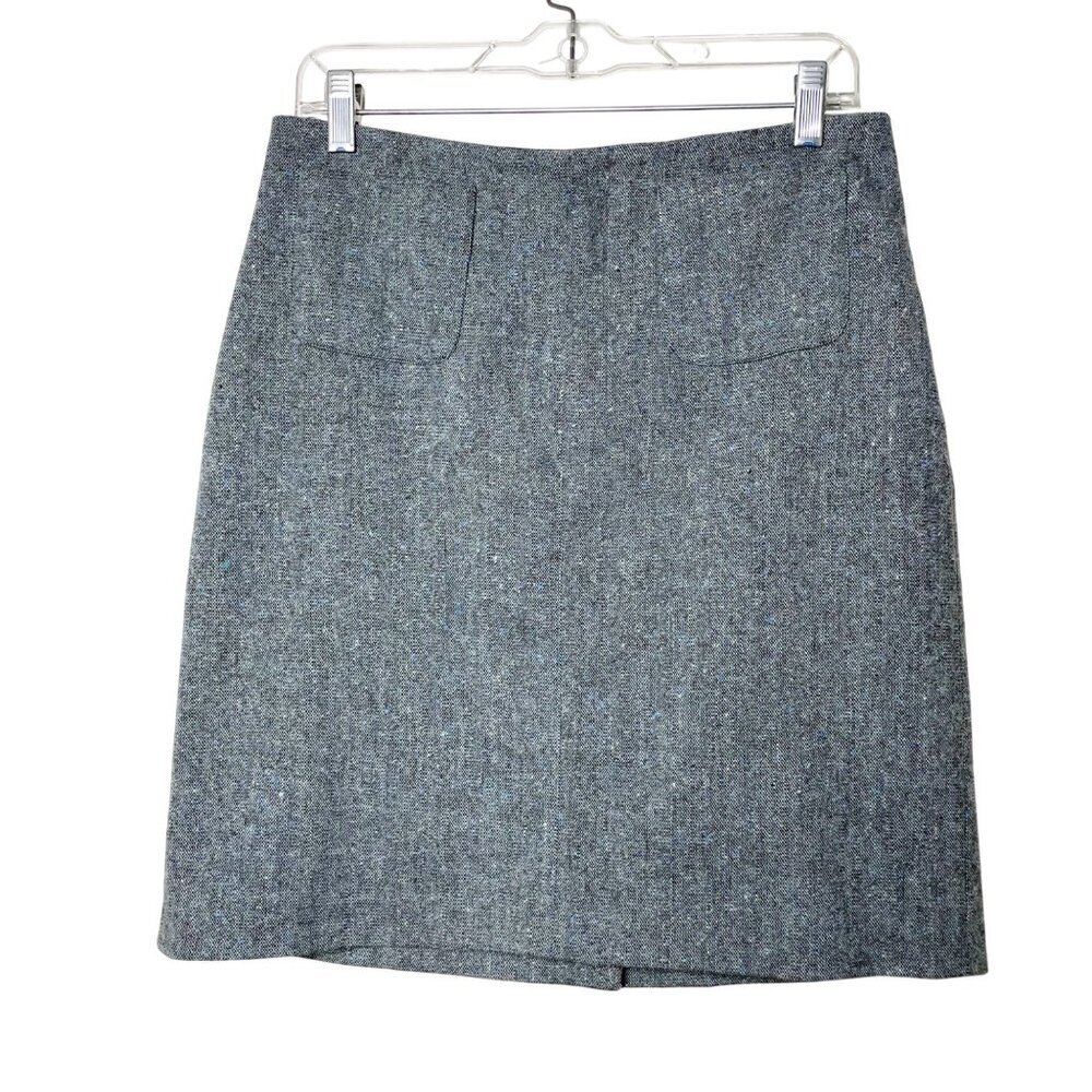 Vintage J. Crew Wool Blend Tweed Pencil Skirt Women’s Size 10 Black/White/Blue